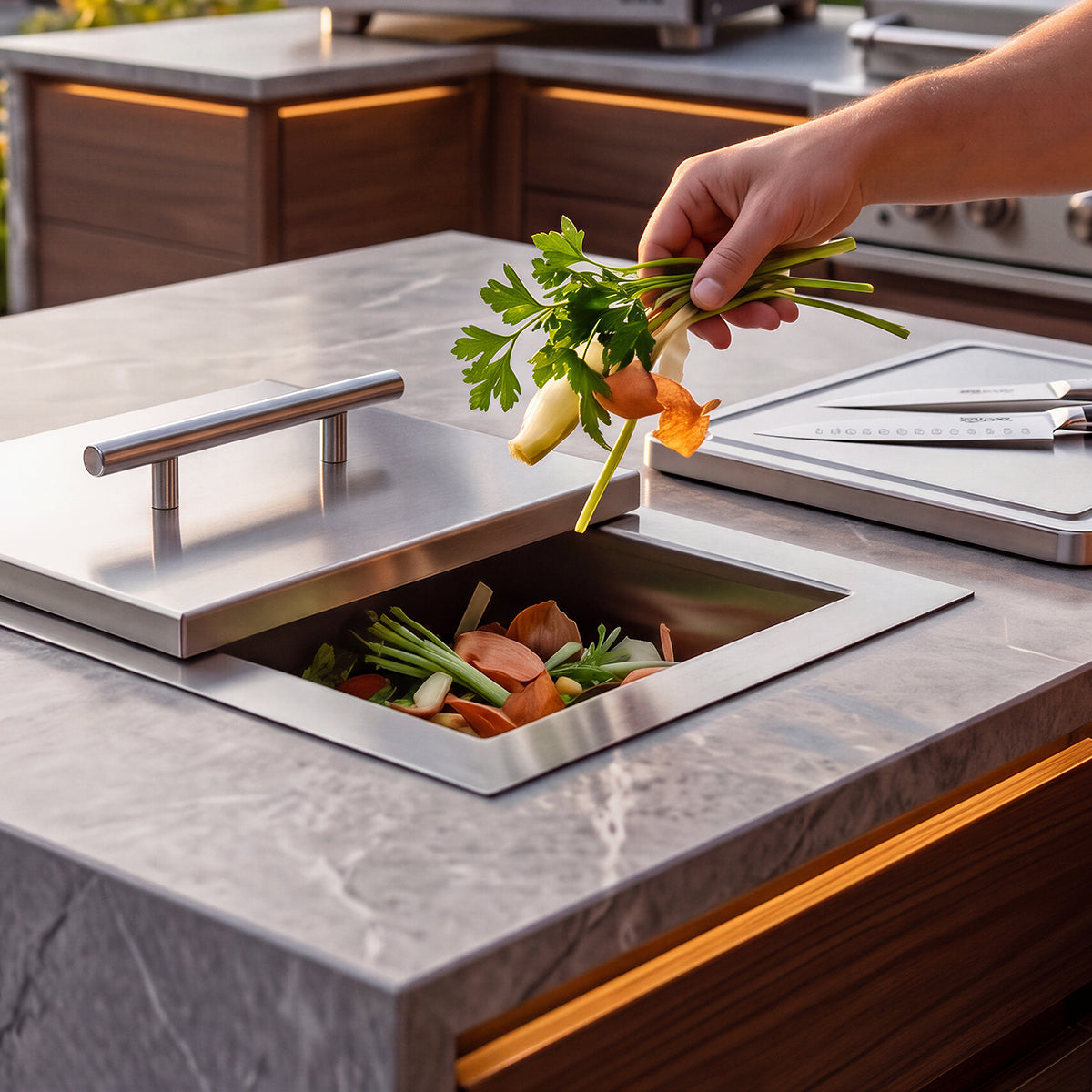 12" BBQ Island Trash Chute